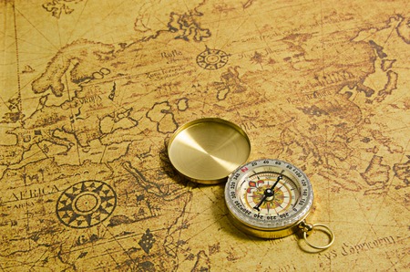 Compass on old map