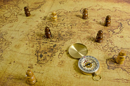 Compass and Chess on old map