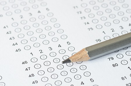 pencil on blanked answer sheetの写真素材