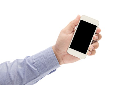 business man hand holding the phone tablet