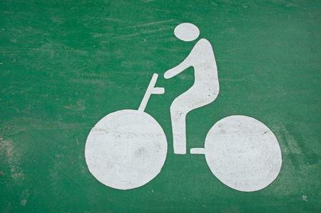 Bicycle Sign on roadの写真素材
