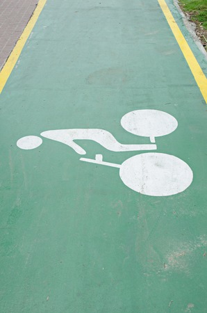 Bicycle Sign on roadの写真素材