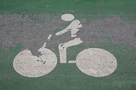 Bicycle Sign on roadの写真素材