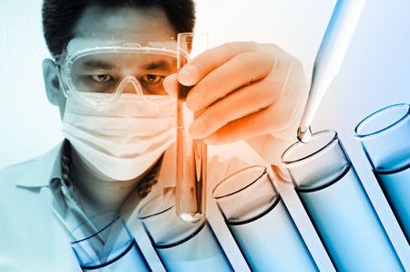science laboratory test tubesの写真素材