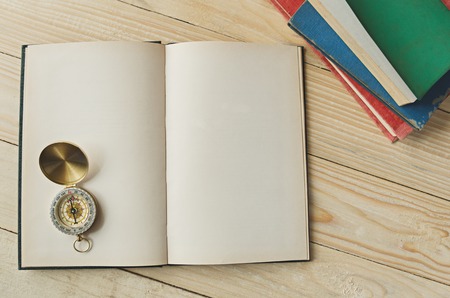 compass on blank paperの写真素材