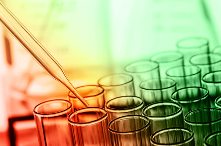 science laboratory test tubesの写真素材