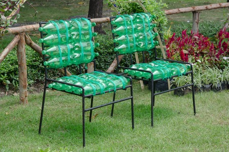 recycled chair made from plastic bottleの写真素材