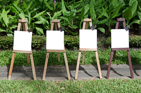 empty paint stand in gardenの写真素材
