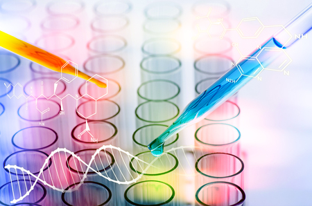 science laboratory test tubesの写真素材