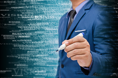 businessman write on virtual screenの写真素材