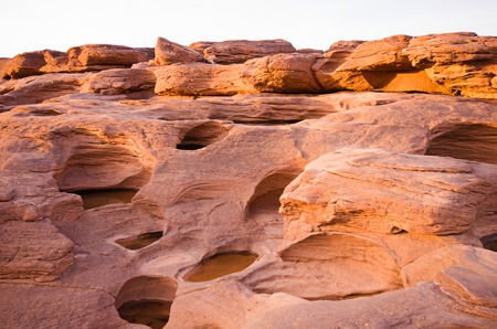Sam-Pan-Bok Grand Canyon , Amazing of rock hole stone in Mekong river  , Ubonratchathani, Thailand