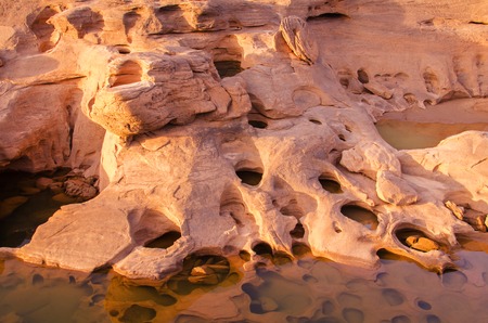 Sam-Pan-Bok Grand Canyon , Amazing of rock hole stone in Mekong river  , Ubonratchathani, Thailandの写真素材