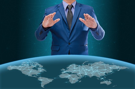 business man with world map