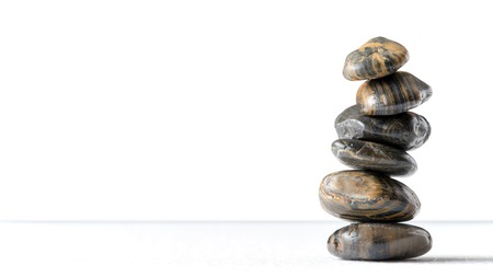 stone stack isolated on white backgroundの写真素材