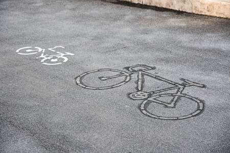 sign in bike laneの写真素材