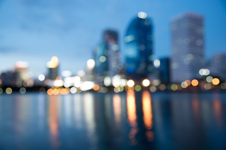 blurred modern city with bokeh for use as backgroundの写真素材