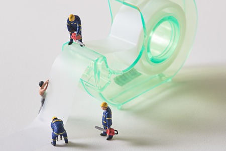 miniature technical cutting a tapeの写真素材