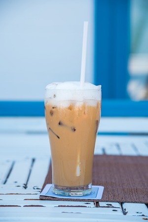 ice coffee on the tableの写真素材
