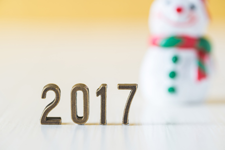 new year 2017 with snowman