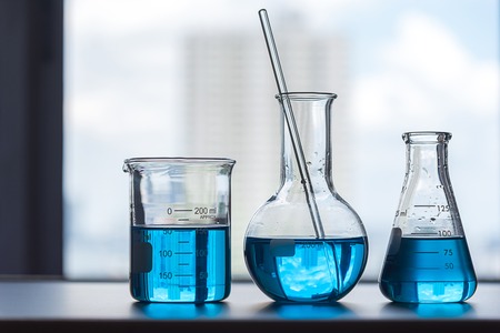 science laboratory test tubes , laboratory equipmentの写真素材