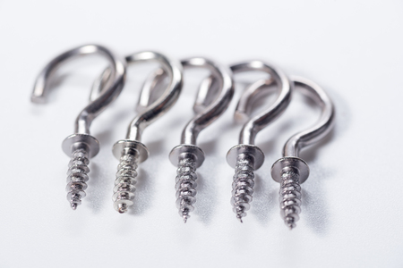 hook screws on white backgroundの写真素材