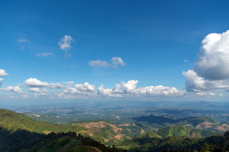 blue sky over mountainの写真素材