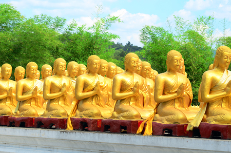 Many buddha statue in temple, Nakornnayok , Thailandの写真素材