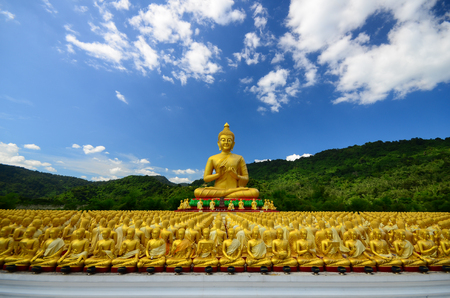 Many buddha statue in temple, Nakornnayok , Thailandの写真素材
