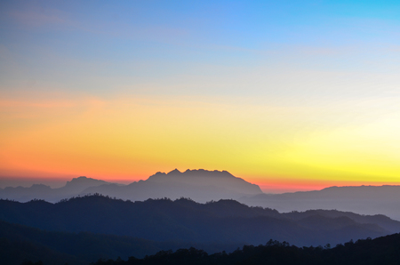 Sunrise at Mount Luang Chiang Dao. Location Chiang-Dao, Chiang Mai Thailand. Doi Luang Chiang-Daoの写真素材