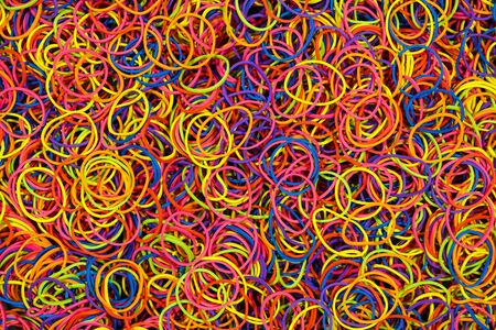 multi colorful rubber band background , top view