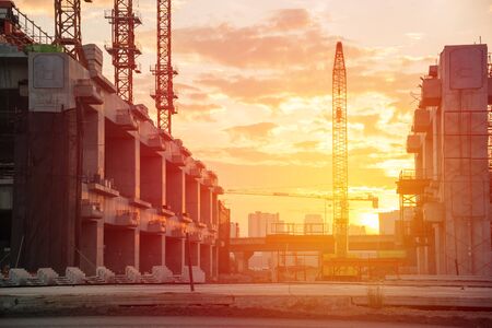 the sunrise at construction siteの写真素材