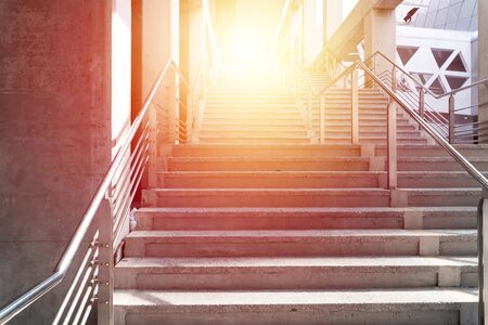 the light shines on the top stepsの写真素材