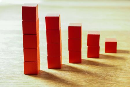 red stack of cube building blocksの写真素材