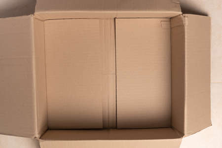 top view of an empty open parcel boxの写真素材