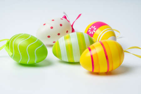 colorful easter eggs on white background