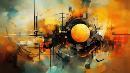 Abstract digital paintings and mixed media creations, representing the fusion of traditional art forms with digital elements and experimentation.の素材
