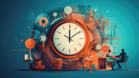 Visualize a person using project management software to track progress, manage resources, and meet project deadlines.の素材