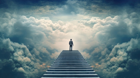 Visualize a person setting career goals and striving for advancement in their professional journey.の素材