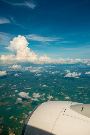 cloud and blue sky form planeの写真素材