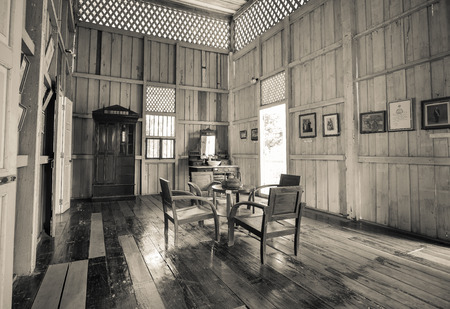 Vintage table and chair in room のeditorial素材