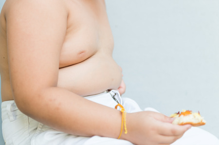 The size of stomach of children with overweight.の写真素材