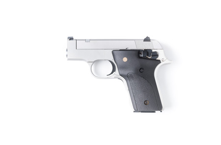 small automatic gun (.22) isolated on white background