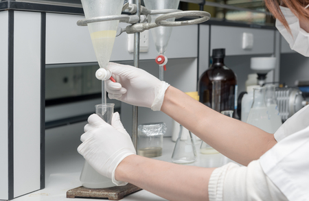 Scientist working in laboratory, testing samples, science technology concept.の写真素材