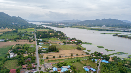 Landscape of Mae Klong River in Kanchanaburi province, Thailandのeditorial素材