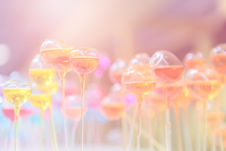 Orange color water in glass tube, science background and pastel tone..の写真素材