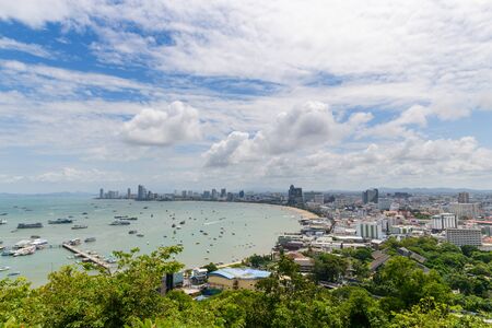 View of Pattaya bay view point from Pratumnak Hill.の写真素材