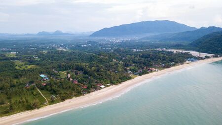 Landscape of Khanom Beach, Nakhon Sri Thammarat, THAILAND. aerial  from droneの写真素材