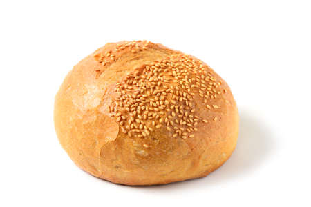 Sourdough Bread with Sesame on top isolated on white background, bakery homemade concept