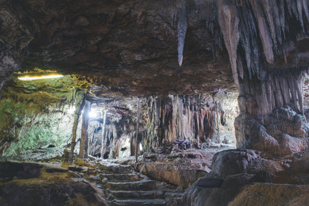 beatiful of Stalactite and Stalagmite in Tham Lay Khao Kob Cave in Trang, thailand. Unseen Thailand