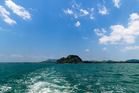 landscape of Bear Na Hill with sea and blue sky at Hat Chao Mai National Park. Trang south of Thailandの写真素材